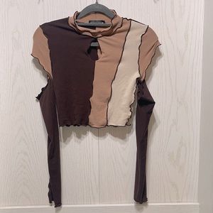 HoneyBum Juniors Size Small Cream and Brown Crop Top